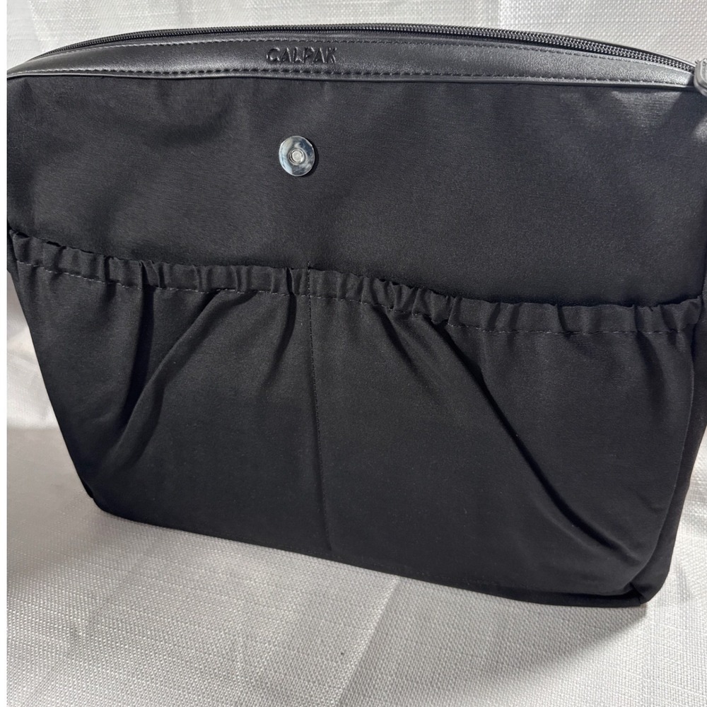 CALPAK Haven Laptop Tote Bag Black Faux Leather Work Travel Bag ATO2101 NWT - Picture 4 of 9